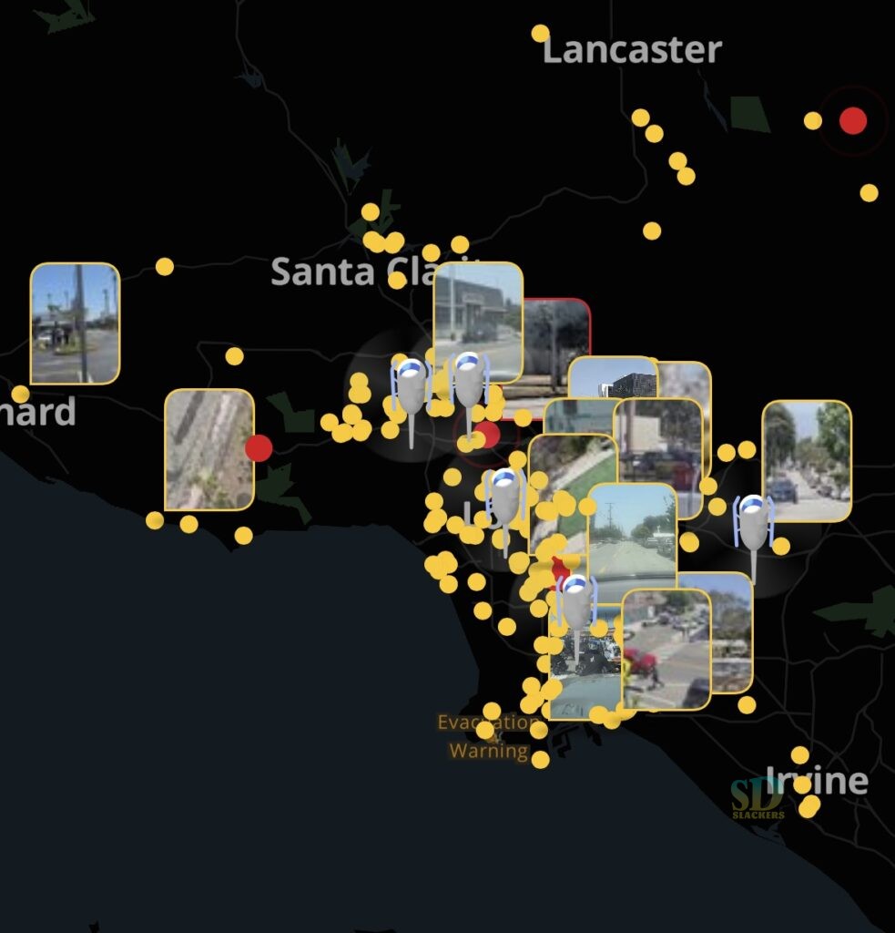 Citizen app showing activity in the greater Los Angeles are.
